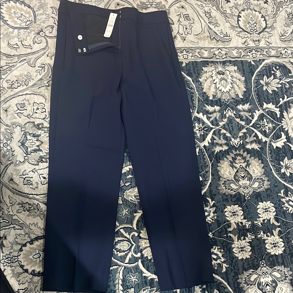 Kate straight-leg pant in bi-stretch cotton blend 8 NWT - navy